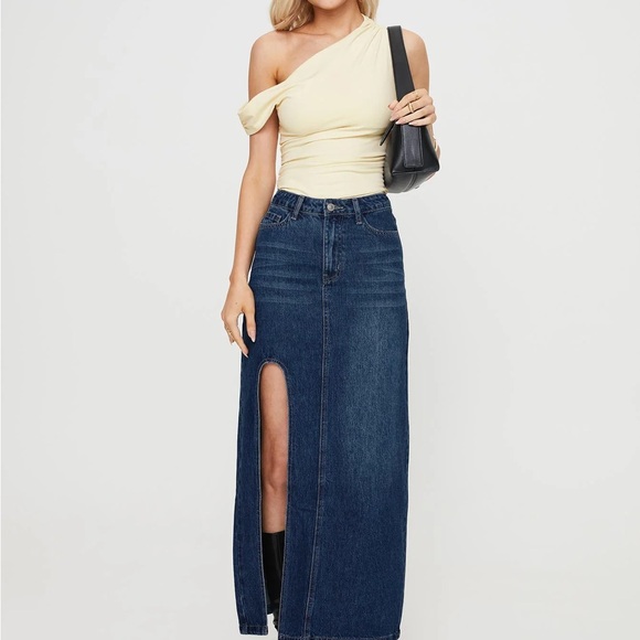 Princess Polly Dresses & Skirts - Princess Polly Denim Maxi Skirt with Front Slit